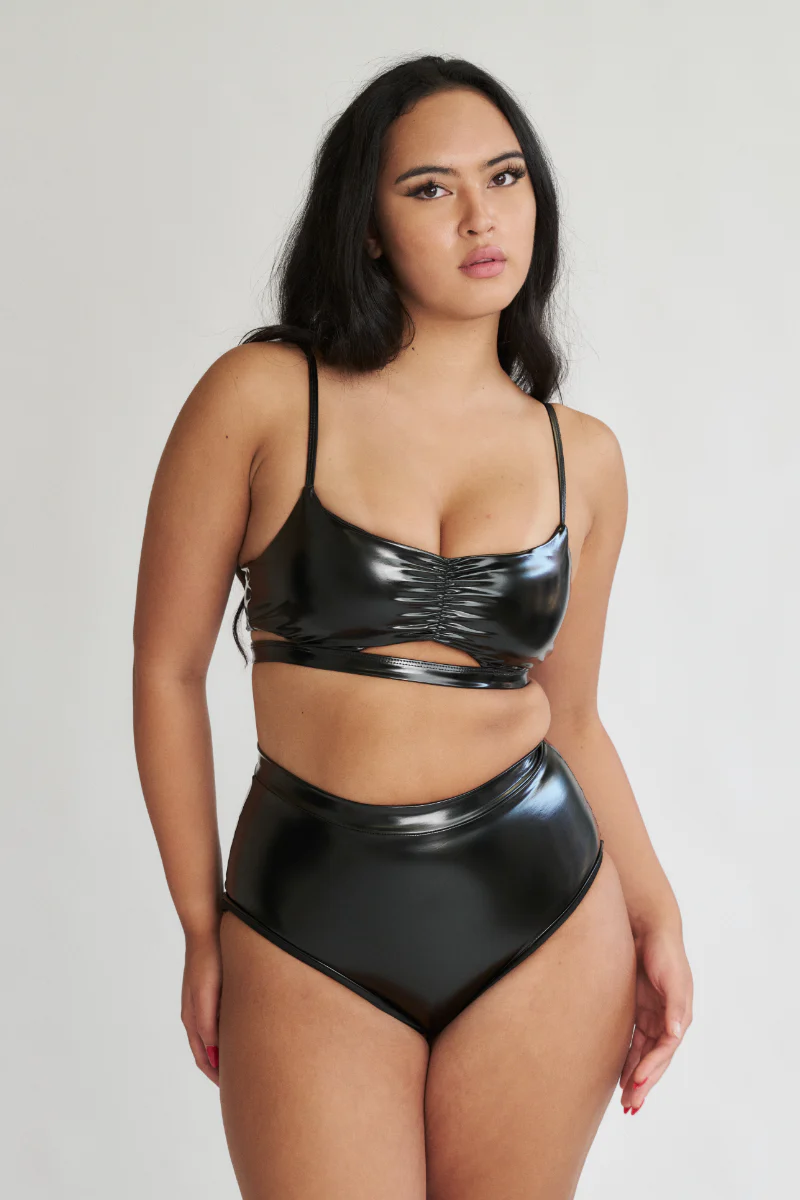 Paige Cut Out Top - Black PU