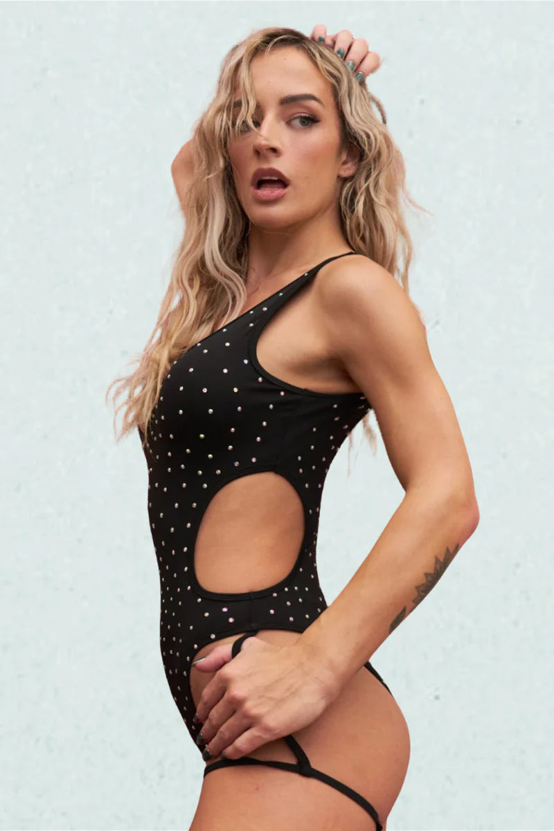 Imogen Diamante Bodysuit Black
