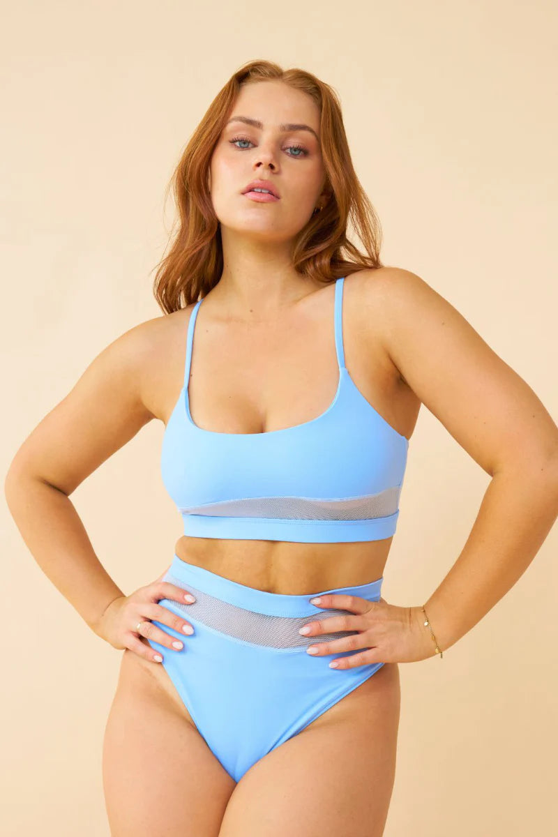 Mila Mesh Cut Out Top Sky Blue
