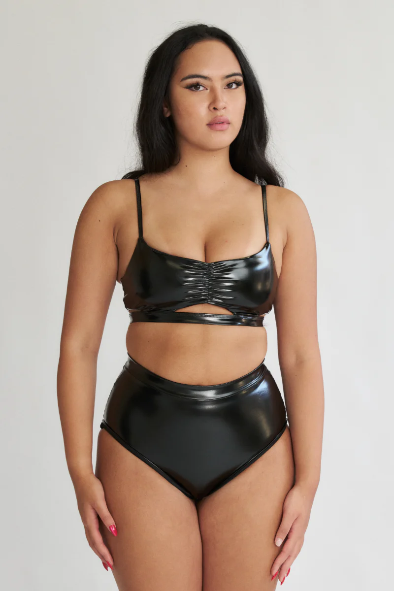 Basic High Waist Bottoms - Black PU