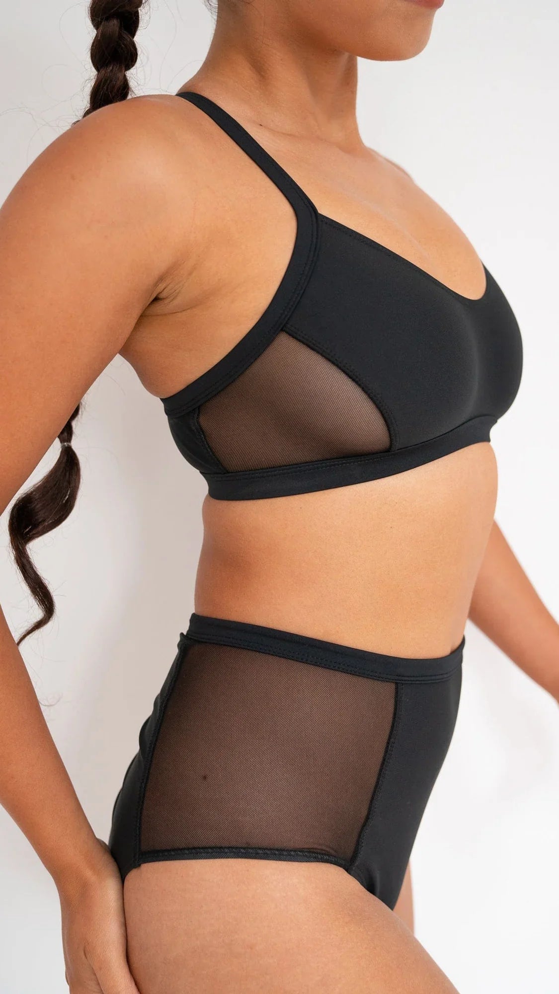 Bellani Bottom - Mesh Panelled High Waist Bottom Recycled